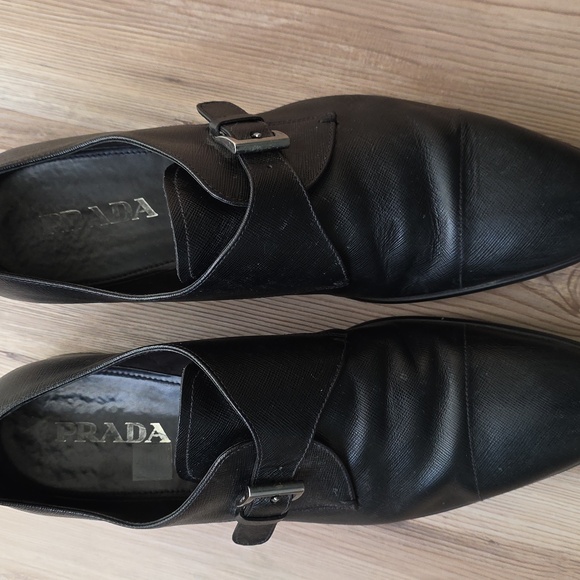 Prada Black Buckled Shoes Size 12 Immaculate Condition Soft Leather main image 5